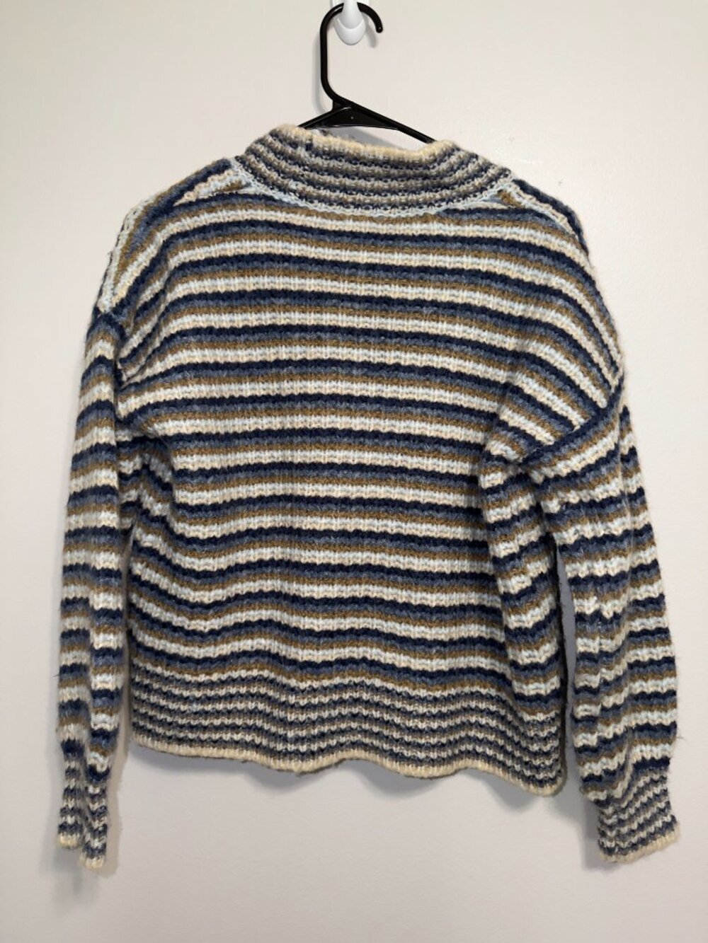 Madewell Striped Cardigan Sweater XXS Blue Tan Button Front Cozy Knit - Picture 7 of 7